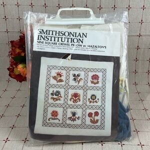 Smithsonian Institution Nine Square Crewel Pillow by MAZALTOV’s Persian Wools